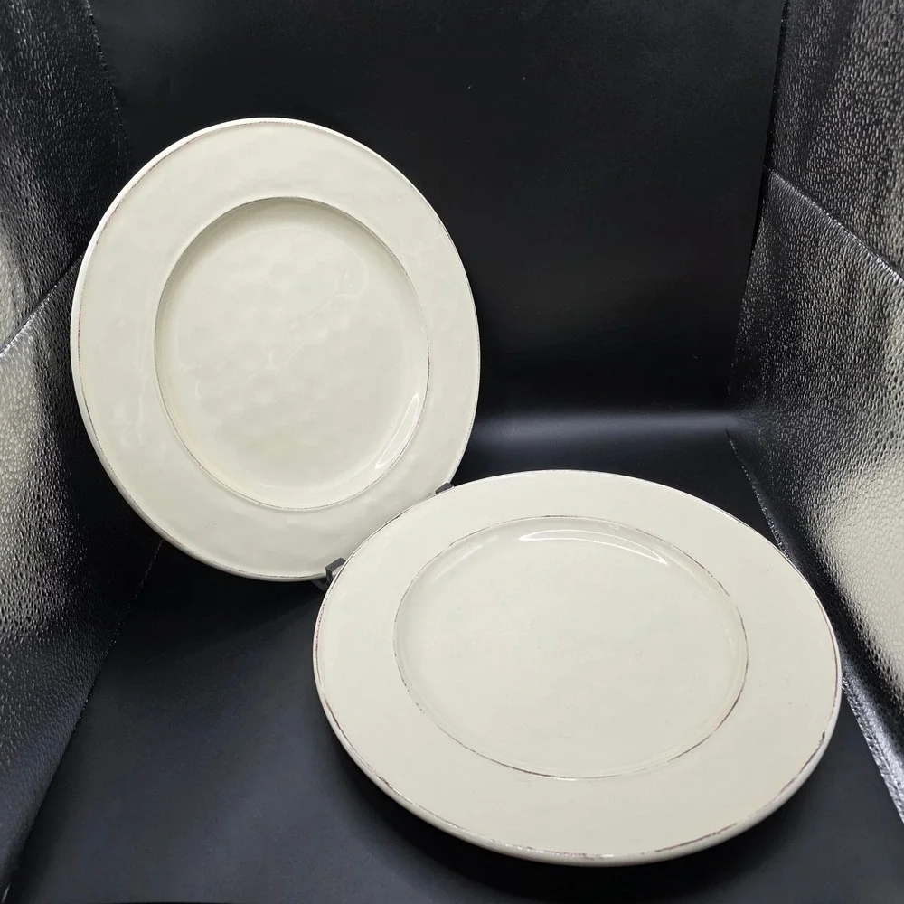 Pier 1 Imports Martillo Crème Brulee Dinner Plates Lot 2‎ Stoneware 10.5